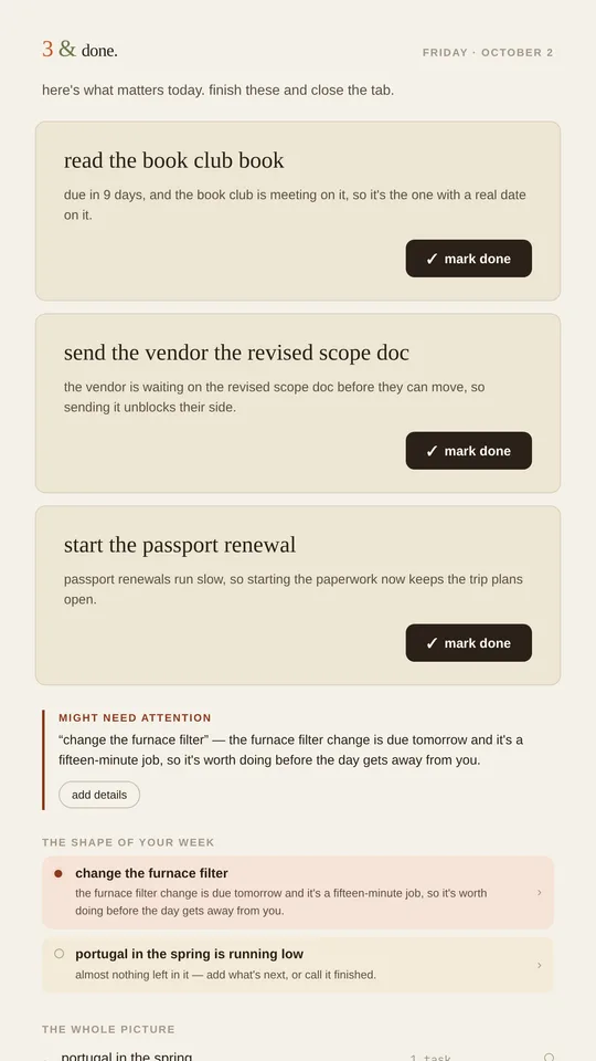 the morning email, in an inbox