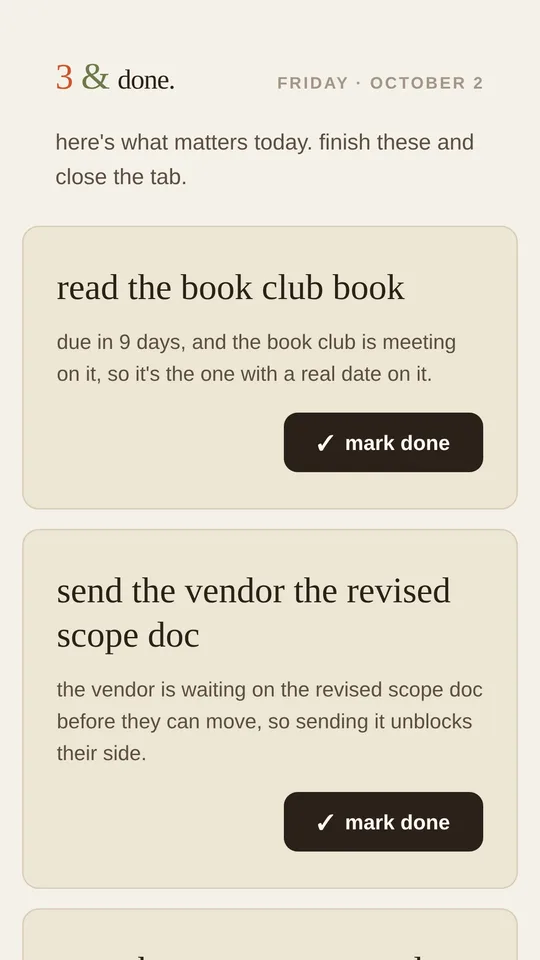 the morning email, on a phone